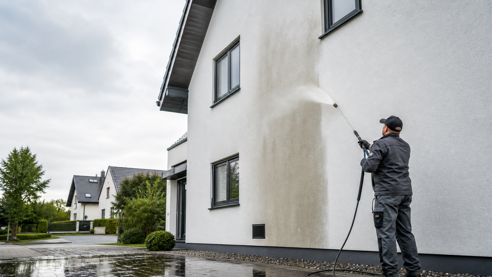 Algen und Moos von Fassade entfernen Hannover – professionelle Behandlung durch Sanierfix24