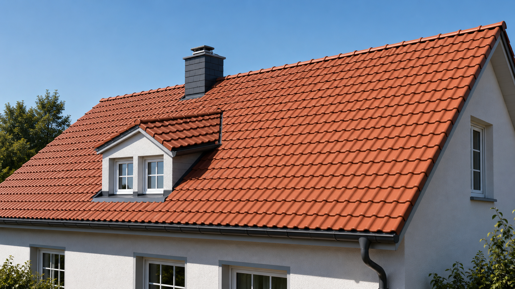 Dachbeschichtung Bad Oeynhausen – professionell gereinigtes und beschichtetes Ziegeldach von Sanierfix24