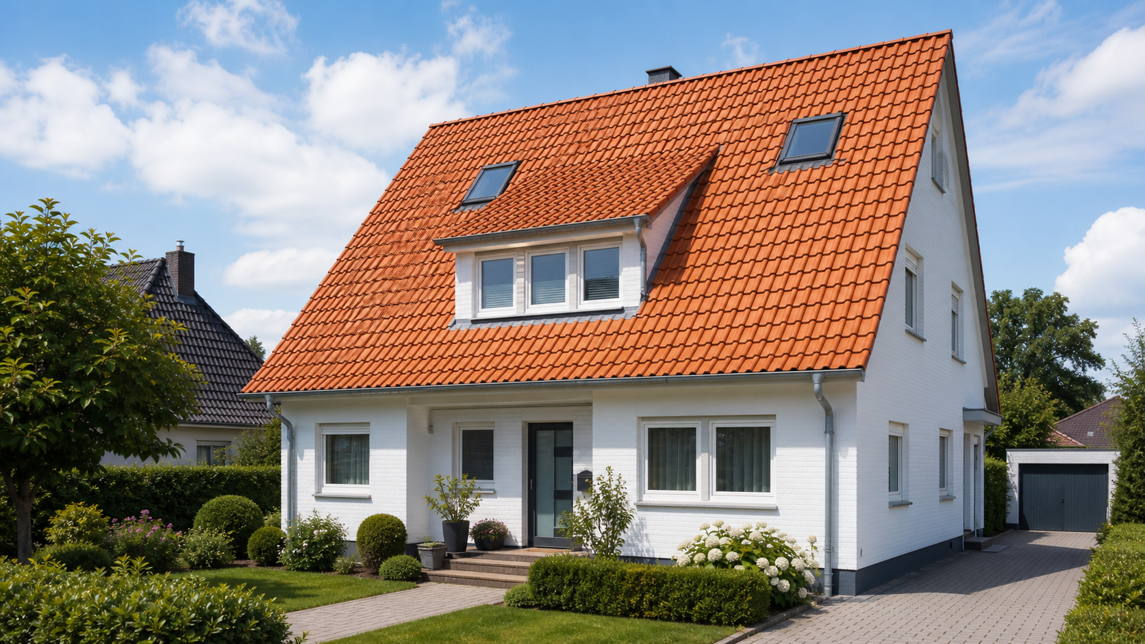 Dachreinigung Einfamilienhaus Bad Oeynhausen – Ziegeldach nach professioneller Moos- und Algenentfernung