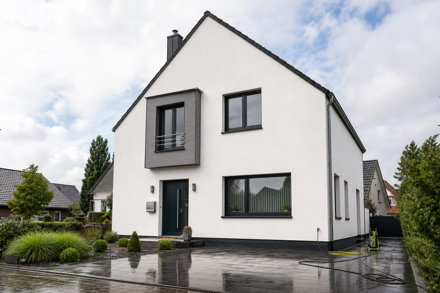 Fassadenreinigung Einfamilienhaus Hannover – saubere Putzfassade nach professioneller Behandlung